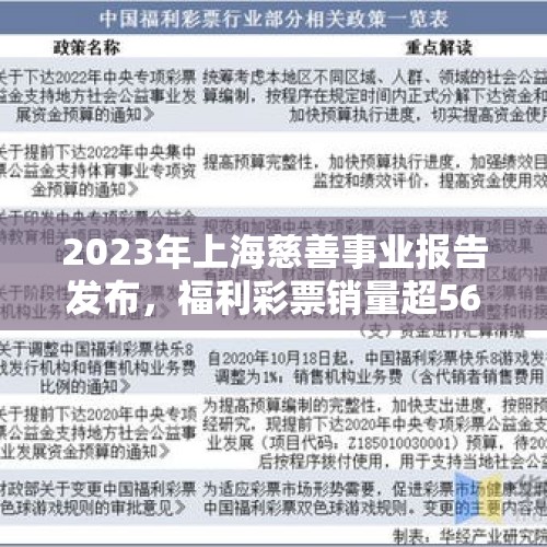 2023年上海慈善事业报告发布，福利彩票销量超56亿元