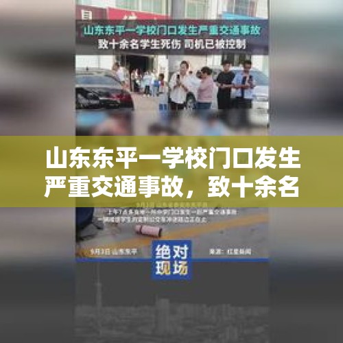 山东东平一学校门口发生严重交通事故，致十余名学生死伤，司机已被控制