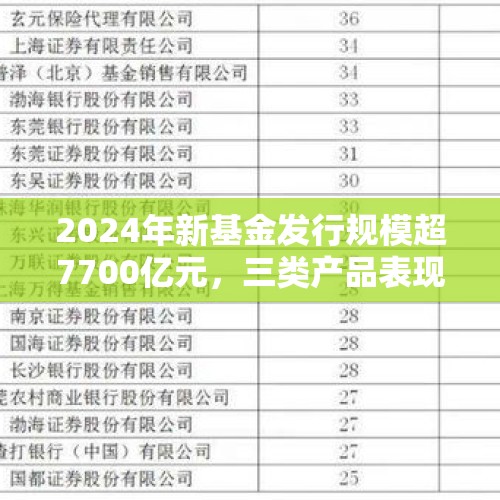 2024年新基金发行规模超7700亿元，三类产品表现亮眼