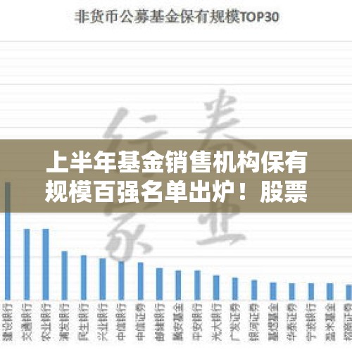 上半年基金销售机构保有规模百强名单出炉！股票型指数基金保有规模排名首次披露