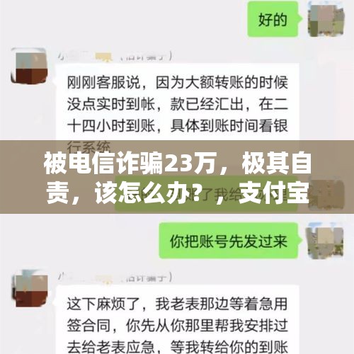 被电信诈骗23万，极其自责，该怎么办？，支付宝3月1号个人转账有影响吗？