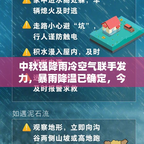 中秋强降雨冷空气联手发力，暴雨降温已确定，今日~17号天气