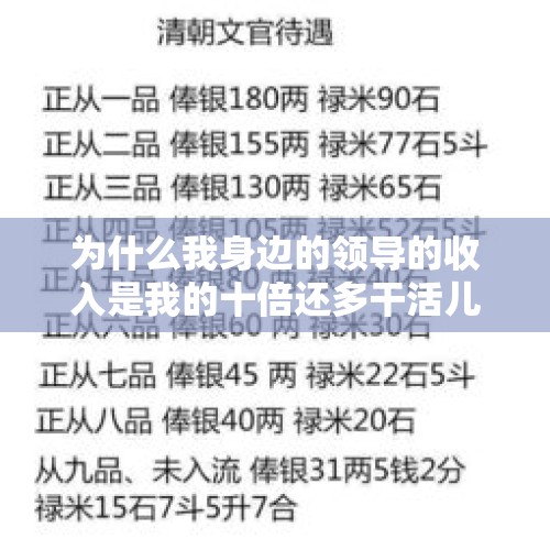 为什么我身边的领导的收入是我的十倍还多干活儿却没我多？，谁是出游目的地顶流