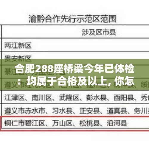 合肥288座桥梁今年已体检：均属于合格及以上, 你怎么看？，幼童被幼师提起摔到地上，下巴被缝8针，如何看待？