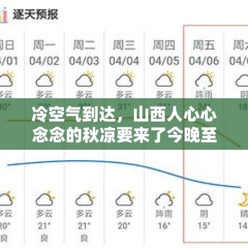 冷空气到达，山西人心心念念的秋凉要来了今晚至24号最新天气预报