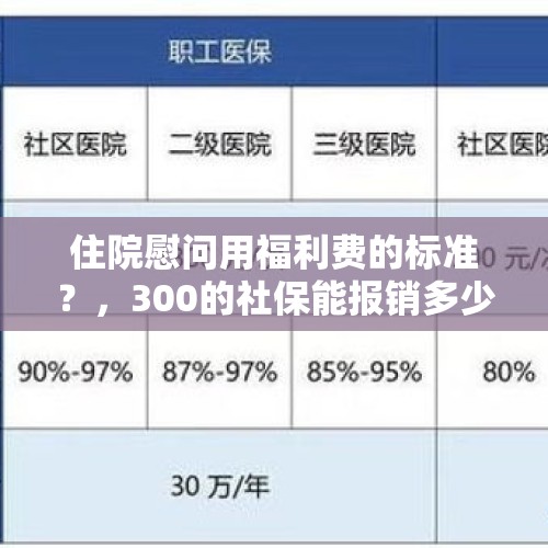 住院慰问用福利费的标准？，300的社保能报销多少？