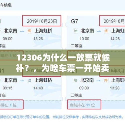 12306为什么一放票就候补？，为啥车票一开始卖全是候补了？