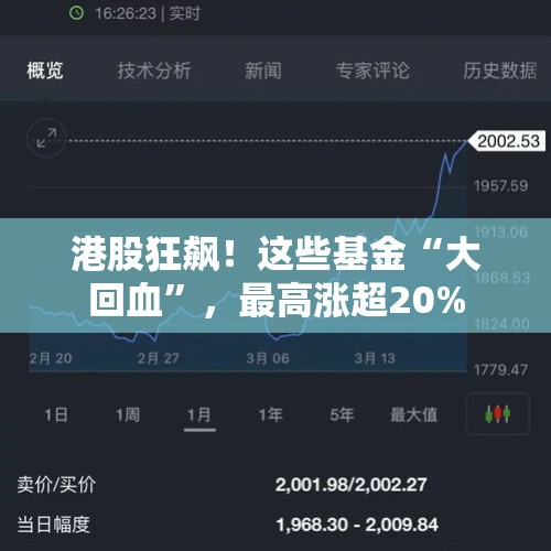 港股狂飙！这些基金“大回血”，最高涨超20%