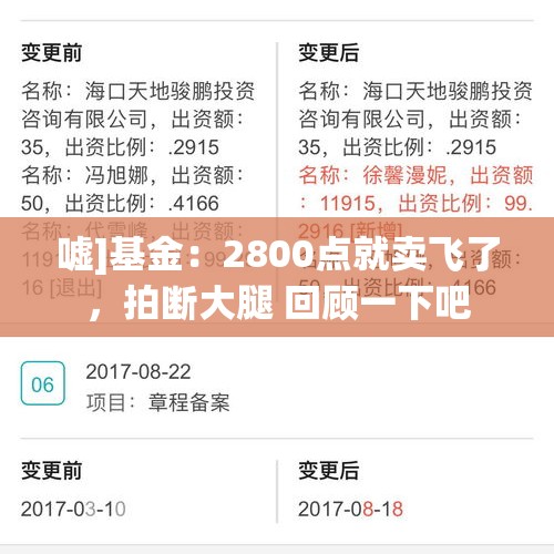 嘘]基金：2800点就卖飞了，拍断大腿 回顾一下吧