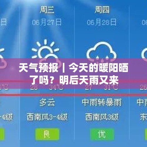 天气预报｜今天的暖阳晒了吗？明后天雨又来