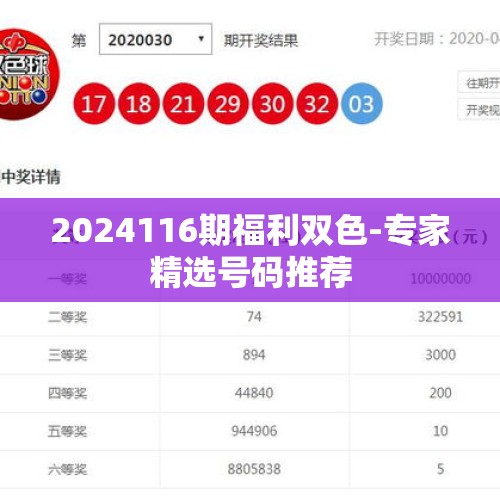 2024116期福利双色-专家精选号码推荐