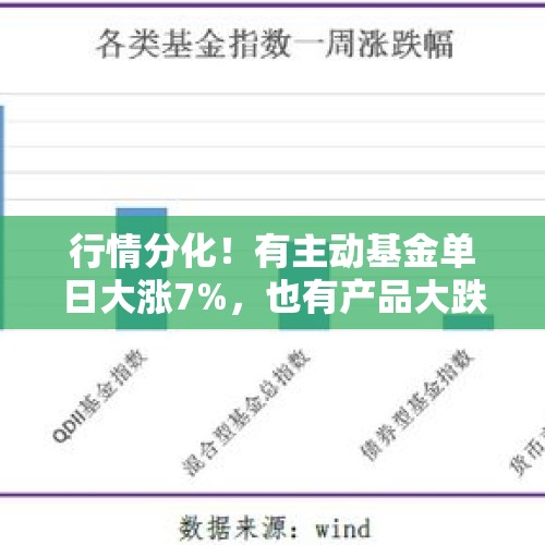 行情分化！有主动基金单日大涨7%，也有产品大跌7%