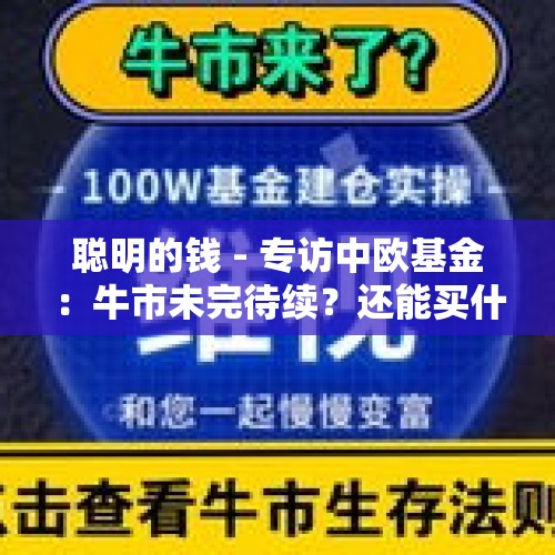 聪明的钱 - 专访中欧基金：牛市未完待续？还能买什么？