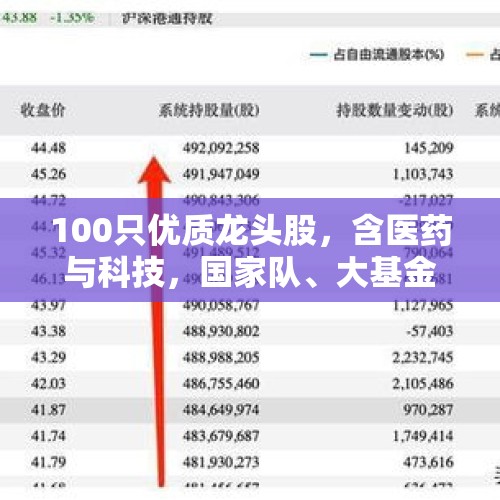 100只优质龙头股，含医药与科技，国家队、大基金与社保外资重仓