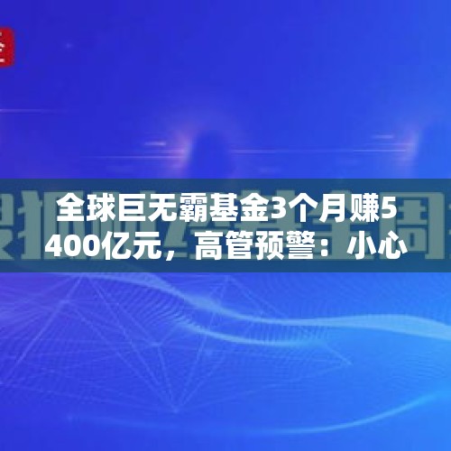 全球巨无霸基金3个月赚5400亿元，高管预警：小心科技股