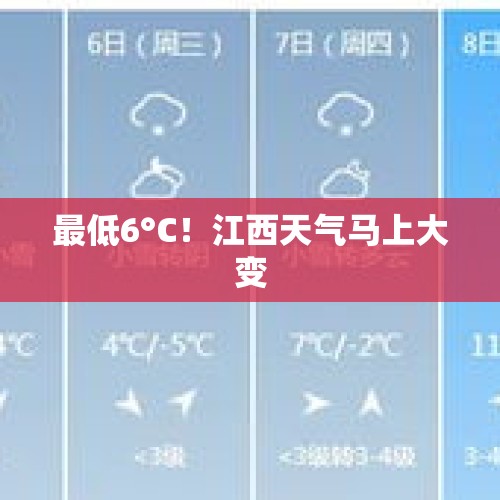 最低6°C！江西天气马上大变