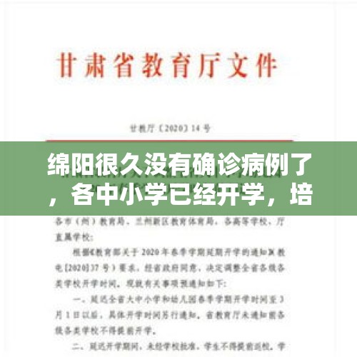 绵阳很久没有确诊病例了，各中小学已经开学，培训机构为什么还不能上课？，致13死企业恢复生产