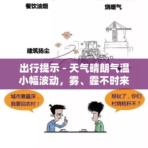 出行提示 - 天气晴朗气温小幅波动，雾、霾不时来扰……出行注意行车安全！