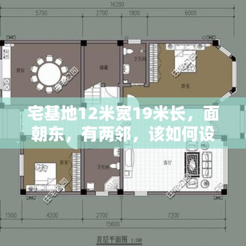 宅基地12米宽19米长，面朝东，有两邻，该如何设计？，业主地下车库摆酒席