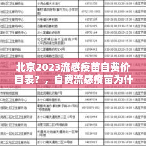 北京2023流感疫苗自费价目表？，自费流感疫苗为什么没有了？