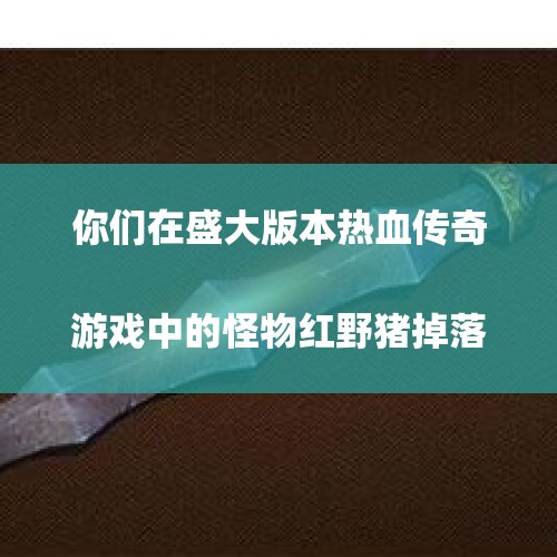 你们在盛大版本热血传奇游戏中的怪物红野猪掉落的最好装备是什么？
，原神野猪刷新地点？