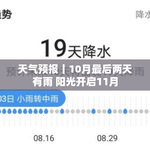 天气预报丨10月最后两天有雨 阳光开启11月