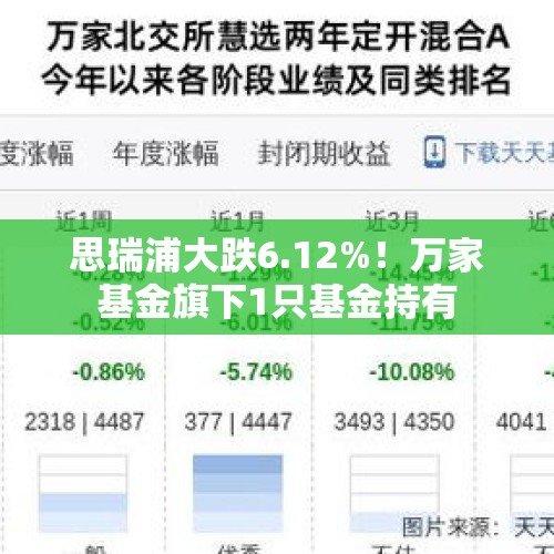 思瑞浦大跌6.12%！万家基金旗下1只基金持有