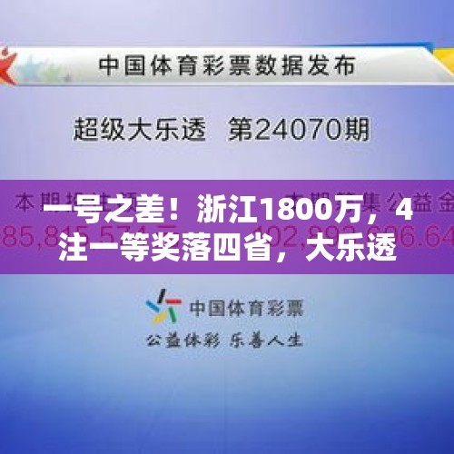 一号之差！浙江1800万，4注一等奖落四省，大乐透24127期开奖