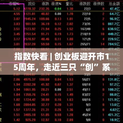 指数快看 | 创业板迎开市15周年，走近三只“创”系列指数 - 今日头条