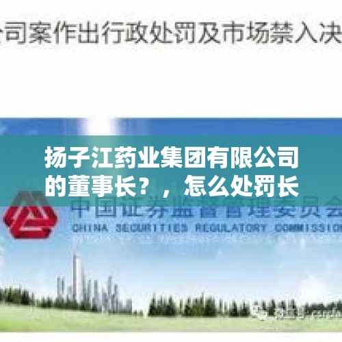 扬子江药业集团有限公司的董事长？，怎么处罚长春长生才会让大家满意？