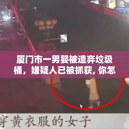 厦门市一男婴被遗弃垃圾桶，嫌疑人已被抓获, 你怎么看？，汉中一垃圾桶里现早产婴儿续：父母已经联系上，遗弃孩子的是外婆, 你怎么看？