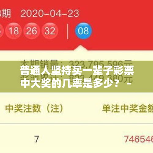 普通人坚持买一辈子彩票中大奖的几率是多少？ - 今日头条
