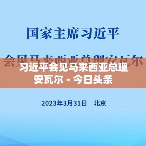 习近平会见马来西亚总理安瓦尔 - 今日头条