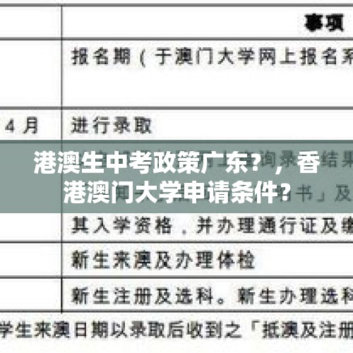 港澳生中考政策广东？，香港澳门大学申请条件？