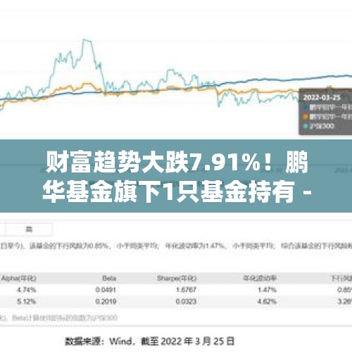 财富趋势大跌7.91%！鹏华基金旗下1只基金持有 - 今日头条