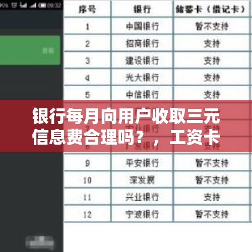 银行每月向用户收取三元信息费合理吗？，工资卡需要银行卡认证，认证码收不到怎么回事？