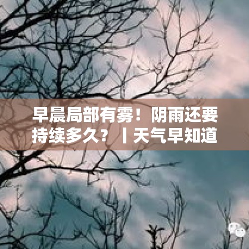 早晨局部有雾！阴雨还要持续多久？丨天气早知道 - 今日头条