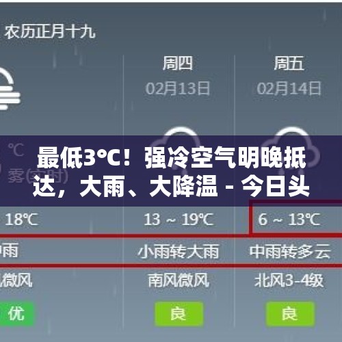 最低3℃！强冷空气明晚抵达，大雨、大降温 - 今日头条