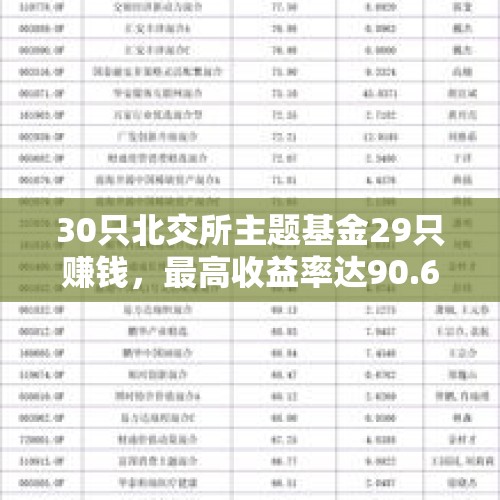 30只北交所主题基金29只赚钱，最高收益率达90.63%！多只基金火爆到限购 - 今日头条