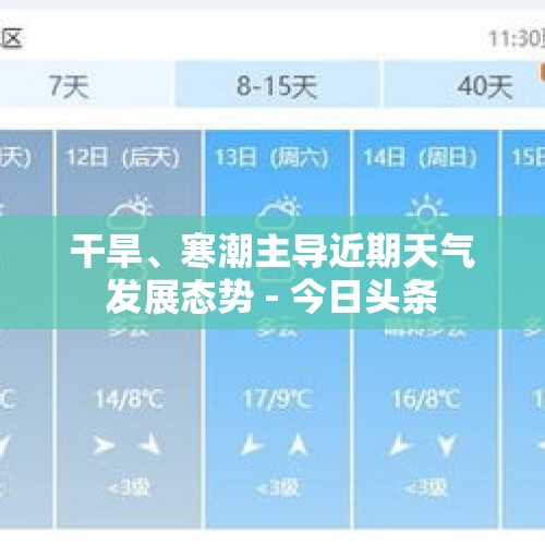 干旱、寒潮主导近期天气发展态势 - 今日头条