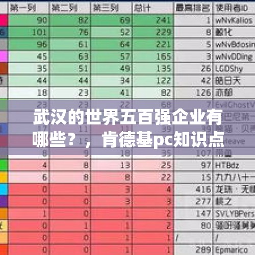 武汉的世界五百强企业有哪些？，肯德基pc知识点0和1是什么意思？