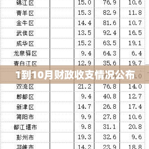 1到10月财政收支情况公布