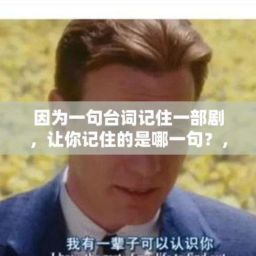 因为一句台词记住一部剧，让你记住的是哪一句？，现在还有什么能看的电视剧吗？感觉剧荒了啊？