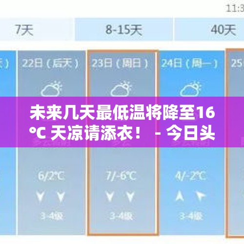 未来几天最低温将降至16℃ 天凉请添衣！ - 今日头条