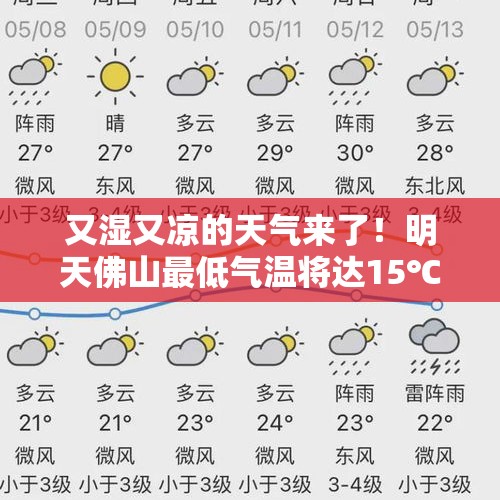 又湿又凉的天气来了！明天佛山最低气温将达15℃，下周可能还有有降雨 - 今日头条